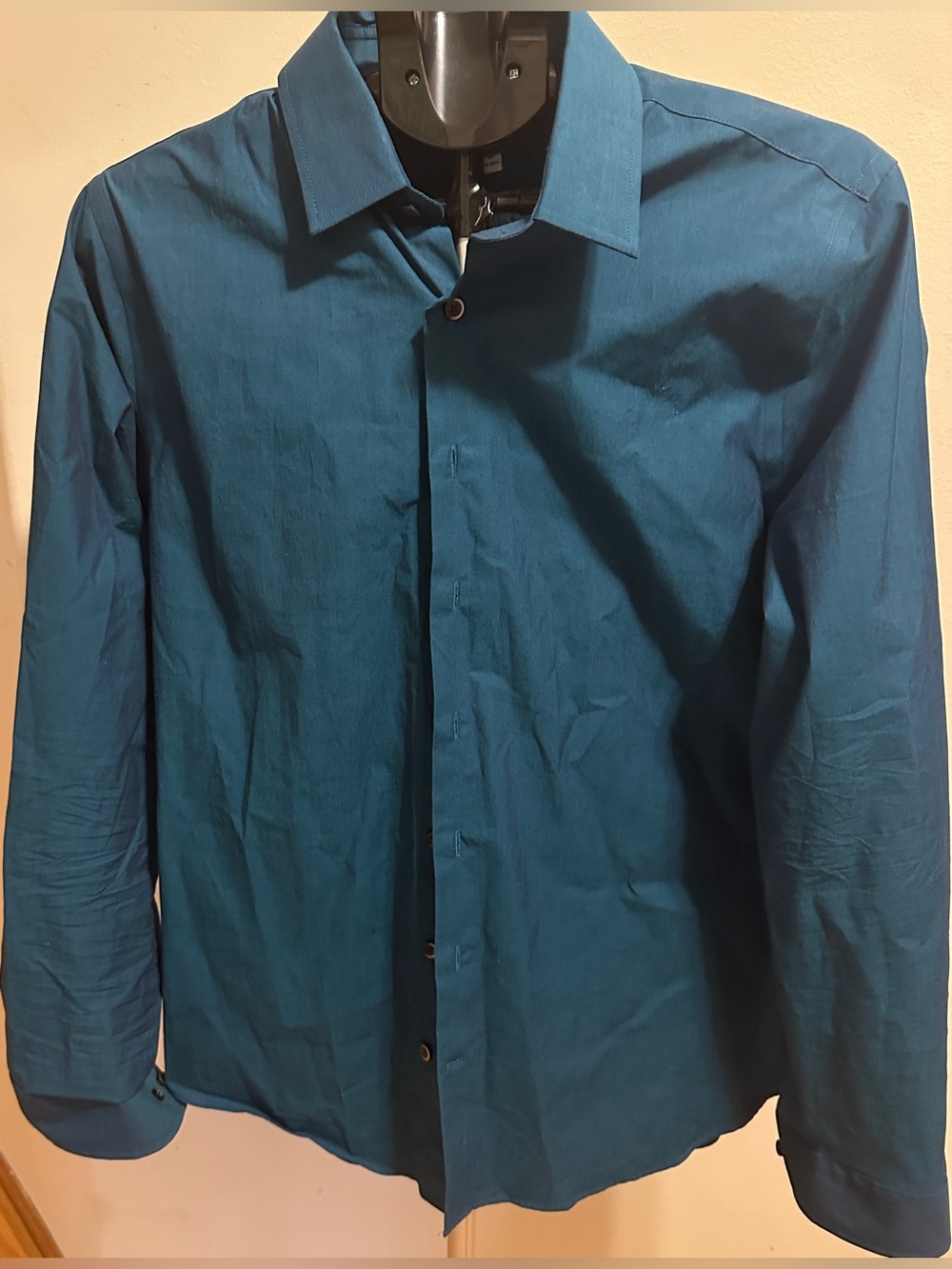 Extra Slim Solid Stretch Pinpoint Oxford 1MX Dress Shirt teal size M